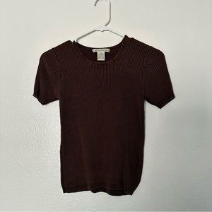 Vintage Melanie.M Ribbed Brown Shirt | Size S